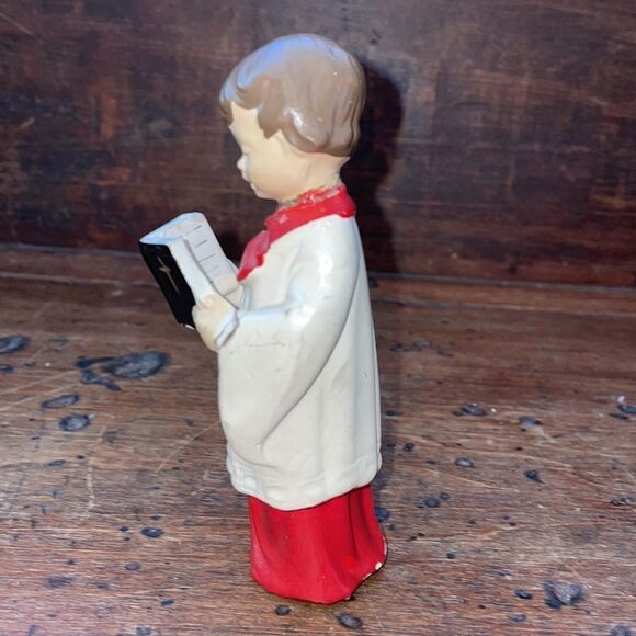 Vtg German small ceramic choir boy holding bible/choir book Christmas decoration - Picture 3 of 8